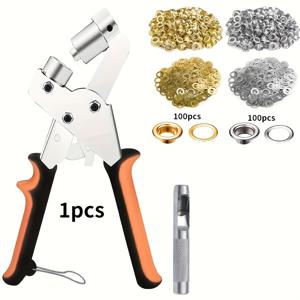 TEMU 200개의 10mm 링이 있는 완전한 아이렐 펀치 세트 - DIY 방수 직물, 인조 가죽 및 방수 직물 프로젝트, 수제품 및 수제품 필수품에 적합합니다.