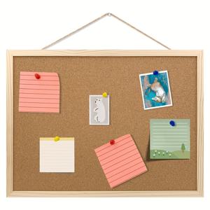 TEMU 고품질 목재 프레임 코르크 게시판 - 집, 사무실, 학교용 벽걸이 메시지 및 사진 전시 보드 (15.75인치 x 11.8인치), 핀, 후크, 로프 및 나사 포함 - 자연스러운 디자인, 클래식 디자인 | 무흔 설치, 게시판 장식