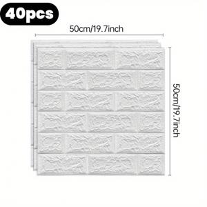 TEMU 흰색 자체 접착 벽돌 패턴 스티커, 벽돌 패턴 폼 벽 패널, 접착식 내마모성 벽 스티커 조합, 거실, 복도, 방 벽 개조 및 장식에 적합, 벽지 자체 접착, 벽 벽지 롤, 벽 스티커, 벽 장식용 벽화 접착제, 홈 벽 장식용 대형 자체 접착 벽 타투, 벽 스티커, 자체 접착 벽화 스티커