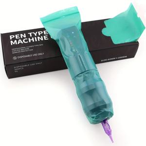 TEMU 300개 녹색 2.4×8인치 밀봉 가능 타투 머신 커버 - 전문가용 타투 머신용 내구성 플라스틱 슬리브, 일회용 및 재사용 가능, 타투 머신 커버, 재사용 가능 커버, 안전한 잠금