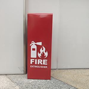 TEMU 4-5kg 녹 방지 독립형 소화기 캐비닛 - 설치 필요 없음, 사무실, 호텔, 실내외 사용을 위한 빨간색 소화기 상자 및 화염 기호가 있는 금속 안전 베이스, 화재 안전 보관함 | 독립형 디자인 | 녹 방지 재료