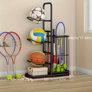 TEMU 1/2개 볼 보관 바구니 정리대 - 내구성 강한 철제 랙, 실내/야외 스포츠 용품에 적합, 차고·집·헬스장용 | 모던 스포츠랙 | 철 구조, 스포츠 보관 선반
