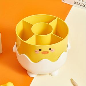 TEMU 귀여운 계란 껍질 디자인 책상 정리함 - 펜 홀더, 연필 보관통, 세련된 러리 캐디, 큰 개방구, 휴대용 홈, 사무실, 학교, 미용 정리함, 책상 보관 랙