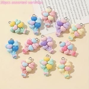 TEMU 20개 귀여운 파스텔 풍선 참 - 반짝이는 멀티컬러 DIY 공예 재료, 주얼리 만들기용 키체인 및 가방 장식 - 저렴한 수제 선물 아이디어, 핸드메이드 액세서리, 휴대폰 장식용 참, 생동감 있는 색상 디자인
