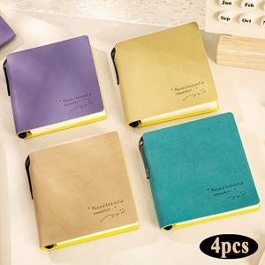 TEMU 1개/4개 세트, 224페이지, 휴대용 소형 포켓 노트북 - 펜 포함 부드러운 인조 가죽 노트패드, 플래너, 드로잉 북, 두꺼운 빈 마커 핸드북, 스케줄 노트북, 여행 저널, 사무실 및 학교용, 완벽한 선물