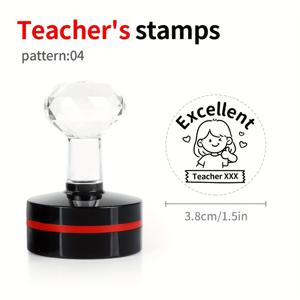 TEMU 교사 이름 스탬프와 격려 문구 - 내구성 있는 ABS 소재, 성적 평가 및 숙제 및 교실 관리를 위한 투명 보석 디자인 - 학교 및 사무용으로 완벽함, 보석 장식 | 품질 높은 제작, 선생님 선물