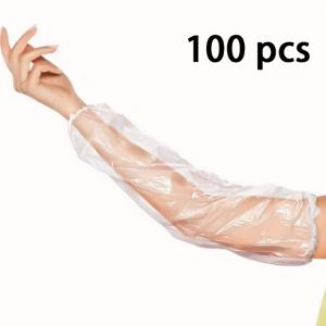 TEMU 일회용 투명 연장 팔 보호대 - 두꺼운 PE 소재, 오염 및 기름 방지, 요리·청소·가드닝·공예용, 주방 보호 장비, 탄력 있는 꼭 맞는 디자인, 내구성 강화, 전문 셰프를 위한 안전 보호 장갑|팔토시