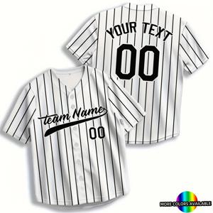 TEMU 맞춤 제작 남성용 베이스볼 저지 - 개인화 이름 & 번호, 통기성 V넥 버튼업 디자인, 루즈핏 S-3XL 트레이닝/게임/캐주얼웨어 - 야구 팬 선물, 스포츠 팀 의류, 편안한 운동복