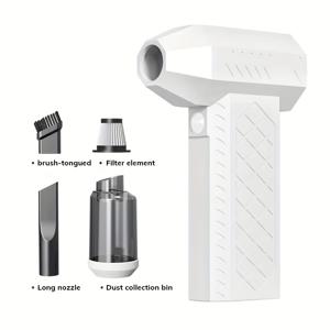 TEMU 130K RPM 터보 블로어 핸드헬드 선풍기 - 휴대용 고속 다용도 도구 자동차 디테일링, BBQ 청소 및 눈 불기 | USB/배터리 구동, 내구성 있는 ABS 디자인 3 개의 교환 가능한 노즐, 진공 청소 기능이 포함되어 있습니다. 자동차 디테일링 도구 | 현대적인 미학 | 내구성 있는 ABS