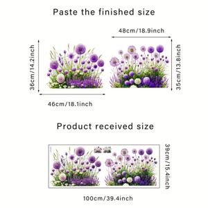 TEMU 2개 세트 보라색 민들레 라벤더 꽃무늬 창문 스티커 - 자가 접착식 탈부착 PVC 유리 스티커, 16밀 두께 리얼리스틱 3D 식물 데칼 거실 침실 욕실 문 & 창문용, 쉬운 DIY 홈 데코, 화장실 벽 스티커, 정원 스타일 데칼, 선명한 색상 품질