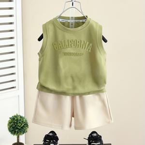 TEMU 남아 여름 반팔 베스트 스ーツ 반바지 시원한 남아 패션 핸섬 미디엄 및 대형 의류 스포츠 두 개의 옷, 야외용