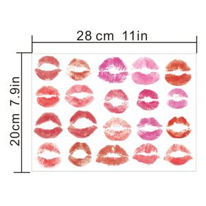 TEMU 20개 립 프린트 스티커, 1팩에 20가지 스타일의 전사 데칼 포함, 고품질 및 스크래치 방지, 광택 있는 질감 표면, PVC 소재, 타일, 유리, 자동차 차체 등 매끄러운 표면용, 사무실 홈 장식