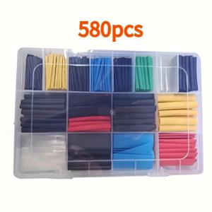 TEMU 580개 실용적인 다색 열감소 튜브 키트 + 1 개의 하드 박스, 전기 절연, 수리 및 와이어 커넥터에 적합, 6가지 색상과 11가지 크기의 다양한 슬리브 케이블 키트, DIY에 적합