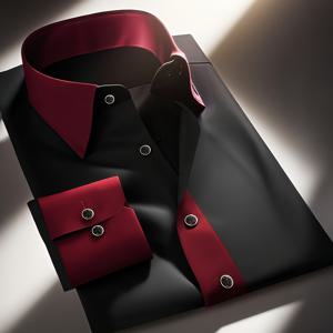 TEMU 남성용 긴팔 드레스 셔츠, 정장 및 비즈니스 복장, 패치워크 디자인, 듀얼 솔리드 컬러, 올 시즌 착용, 긴팔 버튼업 셔츠