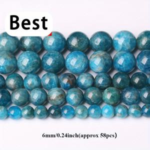 TEMU TEOWAKI AAAA 자연적인 파란색 아파티트 돌 라운드 자유로운 비즈 스트랜드 15