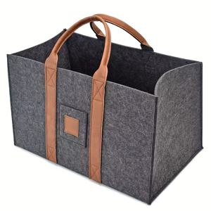 TEMU 대용량 접이식 필트 보관 가방, 로프 핸들 - 휴대용, 내구성, 스타일리시한 그레이 토트, 나무, 쇼핑, 정리 - 가정 또는 여행 사용에 적합, 화덕 액세서리