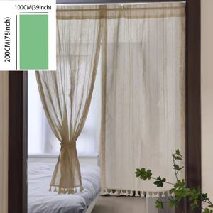 TEMU 2개 세트 빈티지 일본 스타일 린넨 느낌 폴리에스터 파티션 커튼 - 주방, 욕실용 반투명 로드 포켓 디자인 보호 커튼 - 손세탁 전용|린넨|커튼봉