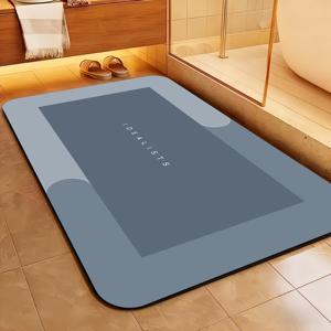 TEMU 1개 규조토 욕실 매트 - 미끄럼 방지, 빠른 건조, 세탁기 사용 가능, 부드러운 욕실 러그, 블루 & 화이트 기하학 패턴, 욕실 장식용, 빠른 건조 바닥매트, 현대적인 욕실 액세서리, 내구성 있는 욕실 매트|샤워커튼