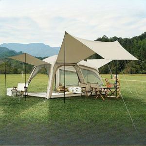 TEMU 전자동 즉시 캠핑 텐트 - 2계절 야외 캠핑 텐트, 대형 천막, 넓은 실내 공간, 하이킹, 해변, 뒷마당 모험을 위한 쉬운 설치 (베이지), 캠핑용 텐트, 휴대용 쉘터