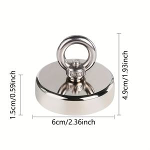 TEMU 242.5파운드(110kg) 카운터싱크 홀이 있는 헤비듀티 낚시 자석 - 강과 수중 낚시에 적합한 라운드 마그네틱 루어, 내구성 강철 구조, 대형 물고기 잡기에 이상적, 카운터싱크 홀 디자인, 튼튼한 스틸 자석, 낚시용 자석