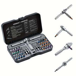 TEMU 40-in-1 래칫 스크루 드라이버 세트, S2 스틸 비트, 자석 래칫, 유연한 샤프트 - 가구 조립, 전기 가전 수리 및 자전거 유지 보수에 이상적, 스크루 드라이버 액세서리