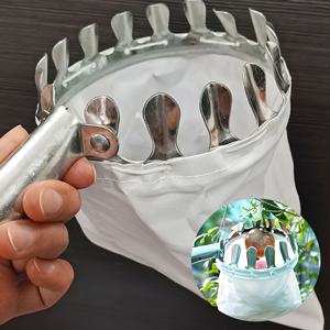 TEMU 1개 금속 과일 수확 도구와 가벼운 패브릭 백 포함 - 사과, 포도, 복숭아 등 고지대 수확용 - 낙하 위험 감소 및 땅 손상 방지, 과일 수확 폴, 농업 장비, 원형 과일 수집기, 보호 장치 시스템, 내구성 있는 구조