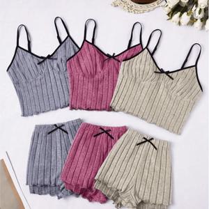 TEMU 여성용 레이스 트림 캐미솔과 스크런치 쇼츠가 있는 스트레치 파자마 3피스 세트