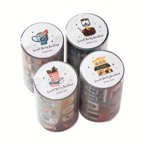 TEMU 미니어처 하우스 패턴 스크랩북 테이프 4롤 - 저널, 카드, 액자 선물용 창의적인 장식, 무광 마감, 자가 접착, 불규칙한 모양