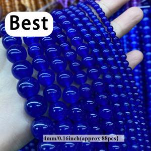 TEMU TEOWAKI 자연적인 다크 블루 자스퍼 칼세도니 원형 여유로운 비즈, 15