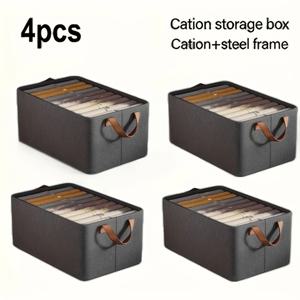 TEMU LDQ 4pcs 대형 접이식 보관 상자 - 강력한 천과 금속 프레임 및 손잡이가 있는 다단계 보관함, 옷, 책, 장난감, 침구를 위한 다단계 보관함 - 옷장 및 가정 조직, 옷장 보관함 및 보관, 다용도 보관함, 견고한 구조에 이상적|접이식침대|간이침대