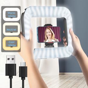 TEMU LED 링 라이트가 있는 카메라 및 스마트폰 스테빌라이저 키트, 대형 3600mAh 배터리, 스마트폰 비디오 장비에 적합한 세 가지 색온도 설정, 스마트폰 셀카 및 라이브 스트리밍 조명에 적합합니다.