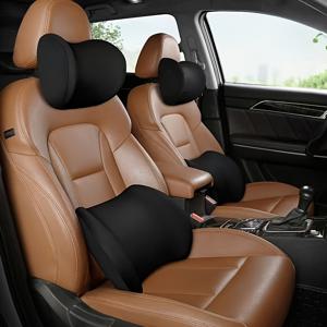 TEMU 자동차 시트 액세서리 세트 - 메모리 폼 목베개 및 요추 지지대 포함, 사계절용 차량에 적합, 안전하고 편안함