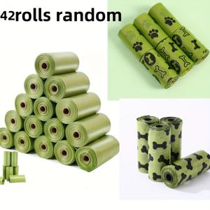 TEMU 42 롤 개 발바닥 개 소변 가방, 630 개, 향기, 누출 방지, 폴리에틸렌, 애완 동물 폐기물 디스펜서, 개와 고양이용 폴리에틸렌 개 소변 가방, 라벤더 향기, 편리한 운반, 야외 사용용