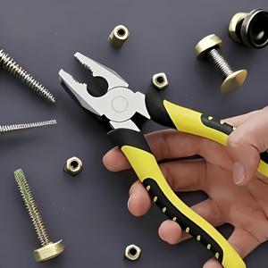 TEMU 1개 산업용 탄소강 플라이어, 6인치 다기능 미끄럼 방지 스테인리스 스틸 와이어 커터, 날카로운 팁, 실내/외 유지 보수 도구용, 견고한 구조, 내구성 있는 제작, 인체공학적 디자인, 집수리, 정밀 절단