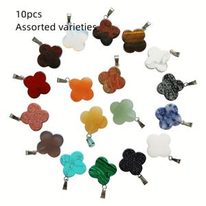 TEMU 수공예용 천연석 펜던트 10개 세트 - 혼합 색상 및 질감 원석 참(2x2cm), DIY 주얼리 만들기, 열쇠고리, 팔찌용 - 공예가를 위한 독특한 선물 | 불규칙 모양의 매력 | 금속 루프 부착물, 주얼리 제작 비즈