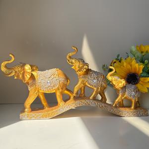 TEMU 레진 코끼리 장식품 크리에이티브 홈 세 마리 코끼리 디스플레이 유럽 스타일 거실 바 캐비닛 TV 스탠드 입구 장식 공예, 행운의 삼코끼리 장식