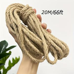 TEMU 1롤 6mm*20m 천연 황마 로프, DIY 고양이 스크래처, 공예, 홈 데코, 묶기 및 걸이에 완벽 - 러스틱 스타일, 내구성 있는 황마 끈