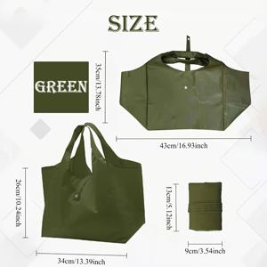TEMU 1개 그린 대형 접이식 옥스포드 쇼핑 토트백 - 초경량 재사용 가능한 비치백 스냅 클로저, 넓은 입구 디자인, 휴대폰 크기로 접을 수 있는 장바구니 및 여행/해변 필수품 캐리어