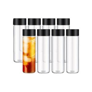 TEMU 8개 라운드 플라스틱 여행용 병, 검은 색 캡이 달려 있습니다 - 스무디, 주스, 우유, 가정용 음료에 적합 - 야외 활동, 휴일, 일상 사용에 이상적 - 소형 및 휴대용 디자인|트래블보틀