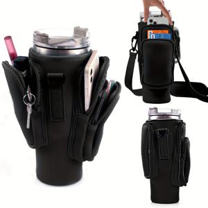 TEMU 1개 물병 캐리어 가방, 40/30oz 텀블러용 휴대폰 포켓 포함 네오프렌 물병 홀더 파우치, 컵 액세서리 총 3포켓, 아버지 선물