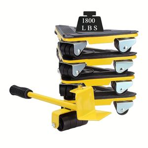 TEMU 가구 이동 도구 세트, 5개입 스틸 트라이돌리, 3륜 이동용 도리 리프터 세트 최대 900kg 지원, 360° 회전 휠 장착 냉장고 소파 캐비닛 이동용 롤러 슬라이더 도구 (노란색), 가전제품 이동기,가구 이동 도구,내구성 있는 슬라이더 도구,컴팩트 무버 세트,산업용 롤러,강화된 돌리 세트,가구 롤러 슬라이더