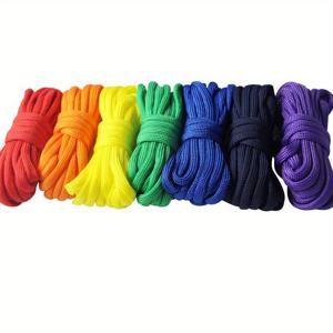 TEMU DIY 주얼리용 7개 세트 10피트 컬러풀 브레이슬릿 및 랜야드 코드 - 두께 4mm, 생기발랄한 무지개 색상(빨강, 노랑, 초록, 파랑, 보라), 귀여운 팔찌, 열쇠고리 액세서리, 야외 사용용, 장식용 코드