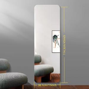 TEMU 1개~벽걸이용 거울 - 둥근 직사각형 디자인 ~ 고화질 무테 풀레인지 벽거울, 광학 등급 스크래치 방지 기능 - 장식용 옷장 미러, RV 인테리어 장식용 바닥 서 있는 거울 - 거실 입구 클래식 천장까지 닿는 거울 - 일상 자가 접착식 노필름 HD 안티스크래치 바닥 거울 ~ 기숙사용 가벼운 드레싱 미러 - 1초 부착 가능 모든 장면에 적합|전신거울