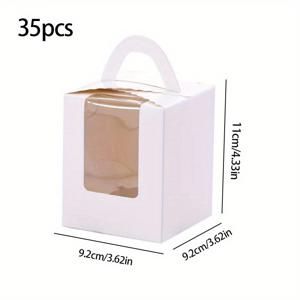 TEMU 35개 투명 창문 토트 박스 (뚜껑 포함) - 소형 화이트, 브라운 & 블랙 종이 포장 박스, 웨딩, 생일, 크리스마스, 발렌타인데이, 어버이날, 옥토버페스트에 적합 - 선물 포장 및 소매 디스플레이에 이상적