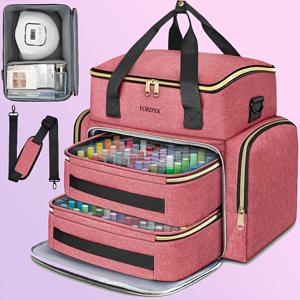 TEMU 초대형 네일 폴리쉬 정리 케이스 (15ml/0.5fl.oz) 램프 포함, 96~100개 이상 수납 가능, 2개의 분리형 파우치, 네일 용품 수납, 매니큐리스트 선물, 여성 선물, 할로윈 파티 선물|젤네일|매니큐어