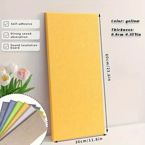 TEMU 10개 자가 점착 방음 벽 스티커 | 30cm*60cm 폴리에스터 섬유 두꺼운 흡음 패널 (사무실, 침실, 녹음 스튜디오, KTV용) - 무광 마감, 체크 무늬, 일회용|스티커