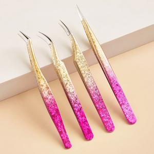 TEMU 4개/세트, 복숭아 그라데이션 속눈썹 집게, 고품질 스테인리스 스틸 집게 세트, 속눈썹 필수 커브드 트위저, 여성용 연장용 정밀 플라이어, 공예용 뾰족한 트위저, 눈 도구, 속눈썹 관리 도구, 스티커 제거 도구, 선물 및 장식용, 상업 및 가정 사용에 적합