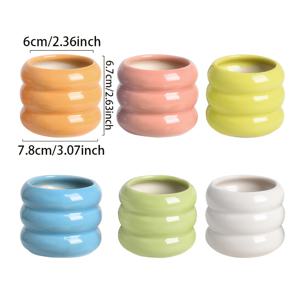 TEMU 6pcs 세트 세라믹 식물용 그물 구멍 - 실내 식물용으로 적합한 색다른 스택 디자인, 가정 및 사무실 장식에 이상적, 실내 및 실외 사용, 테이블탑 식물용 그물|스택된 세라믹 그물| 스타일 그물