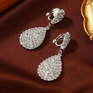 TEMU 우아하고 화려한 눈물방울 모양의 걸쇠 귀걸이 및 이어 클립, 나이트클럽, 파티, 결혼식 및 신부 들러리를 위한 완벽한 선택, 귀를 뚫지 않고도 착용할 수 있도록 디자인됨.|피어싱