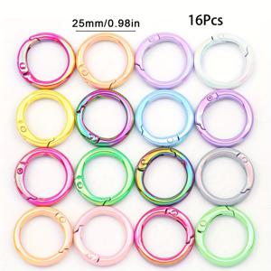 TEMU 16개 25mm O링 스프링 키체인 - AB 컬러시프트 메탈릭 마감, 가방 참 장식용 내구성 있는 금속 DIY 공예 재료, 열쇠고리 및 주얼리 만들기 (생동감 넘치는 멀티컬러 어소트먼트), 색상변화 효과, 고품질 금속